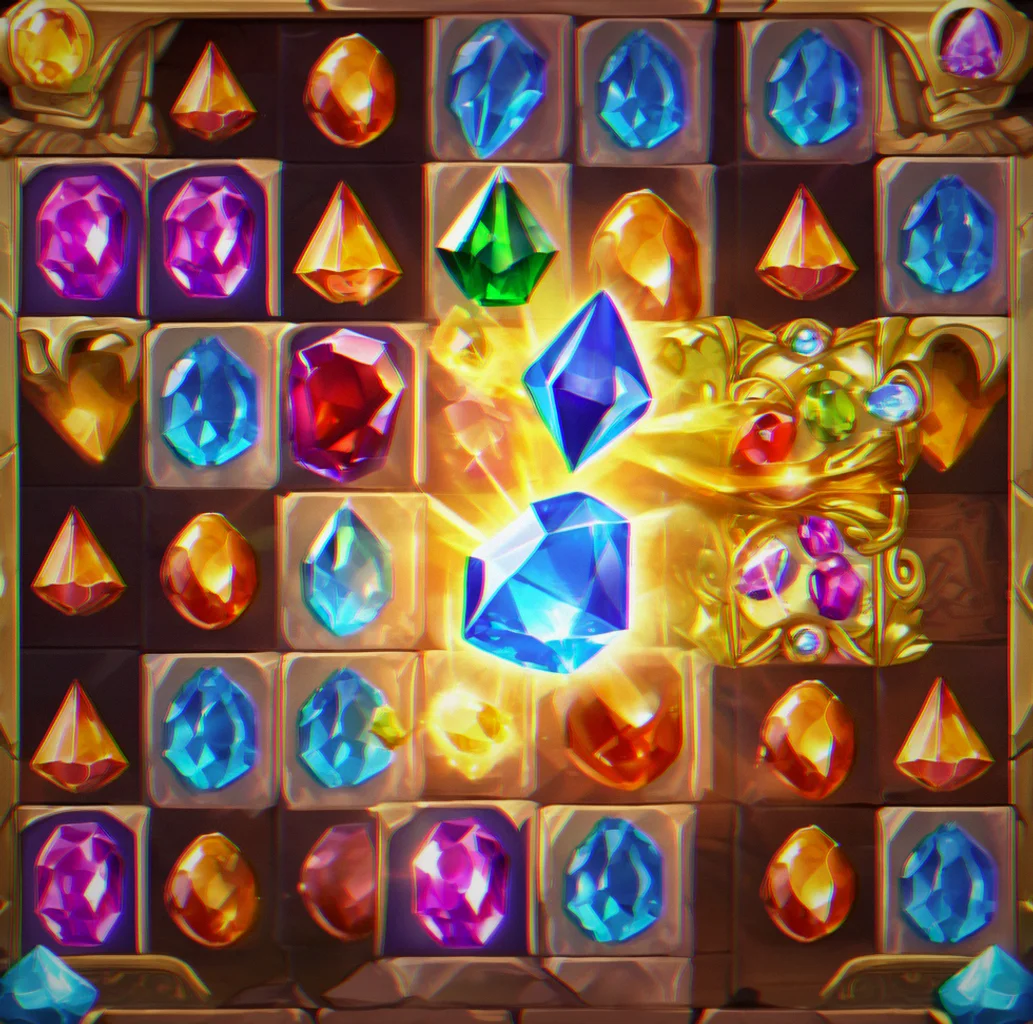 Gems tumbling down the board as fresh ones drop in from the top